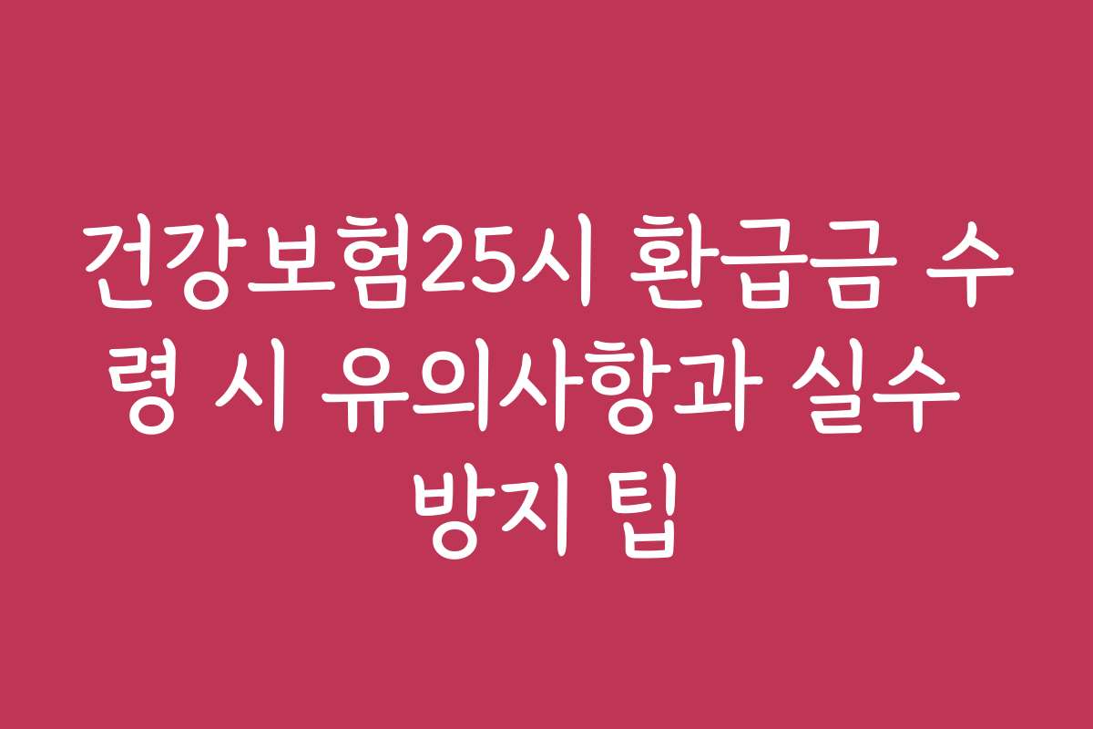 건강보험25시 환급금 수령 시 유의사항과 실수 방지 팁