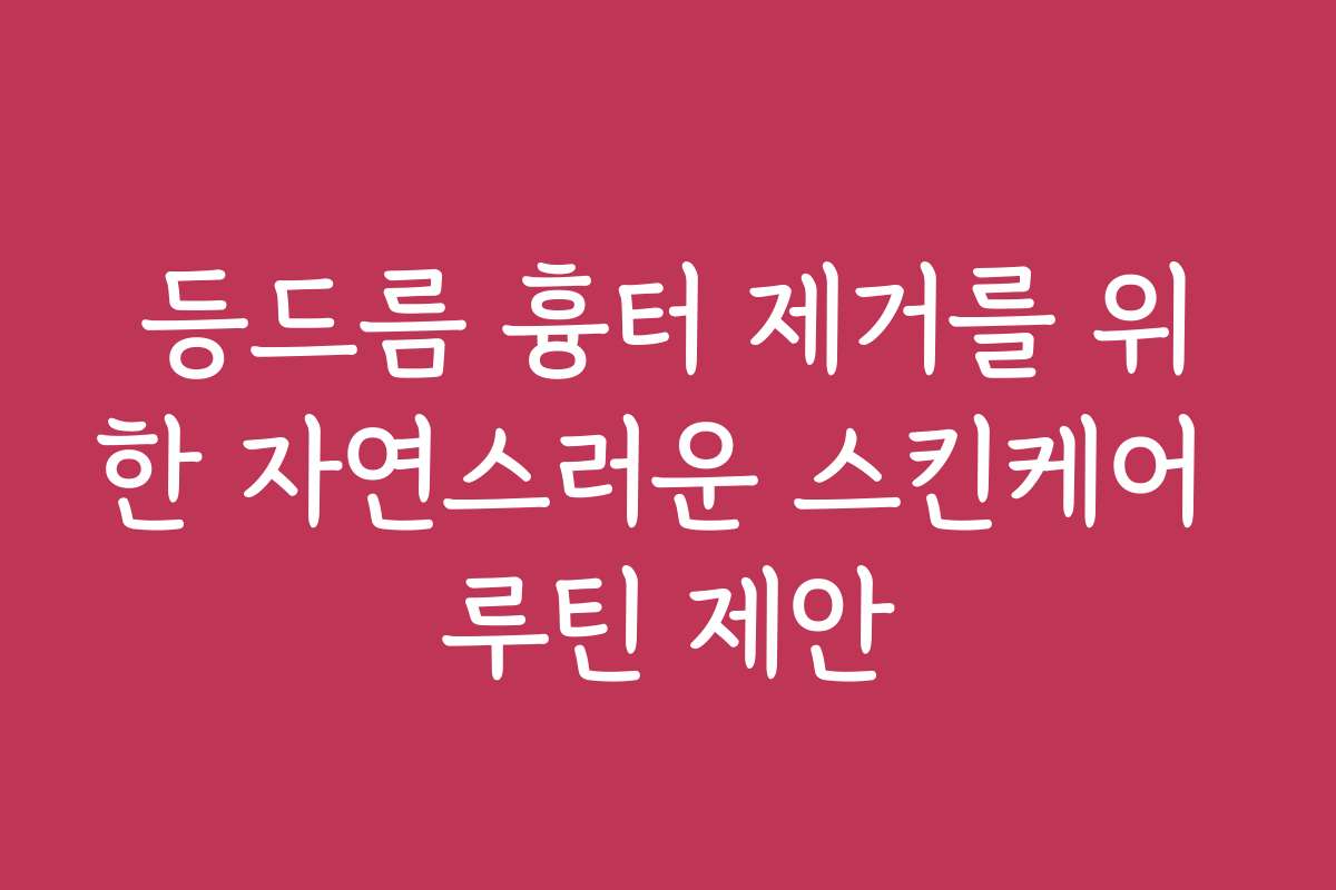 등드름 흉터 제거를 위한 자연스러운 스킨케어 루틴 제안
