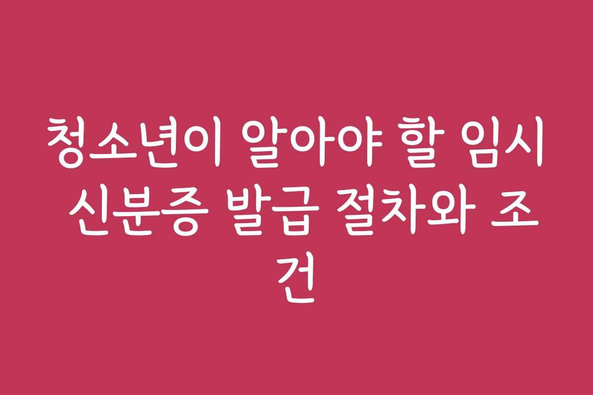 청소년이 알아야 할 임시 신분증 발급 절차와 조건