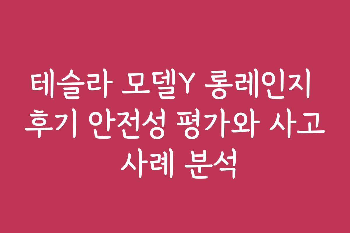 테슬라 모델Y 롱레인지 후기 안전성 평가와 사고 사례 분석