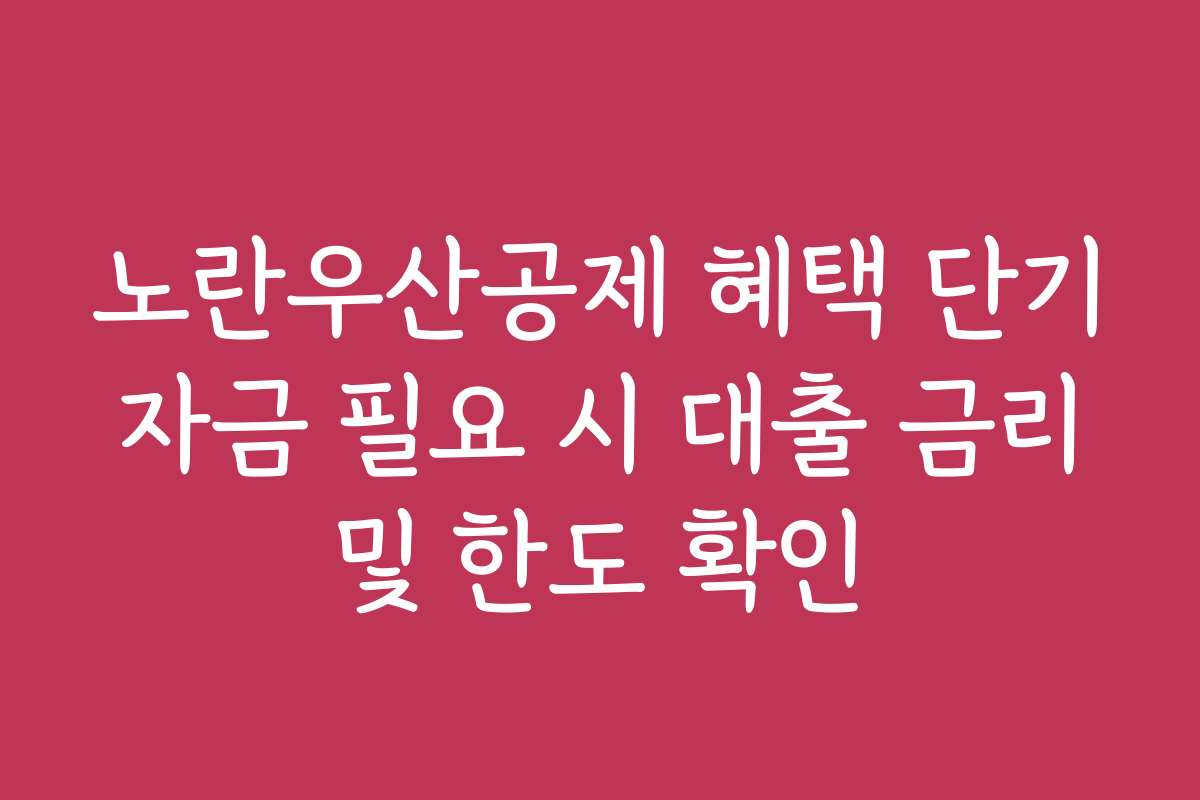 노란우산공제 혜택 단기 자금 필요 시 대출 금리 및 한도 확인