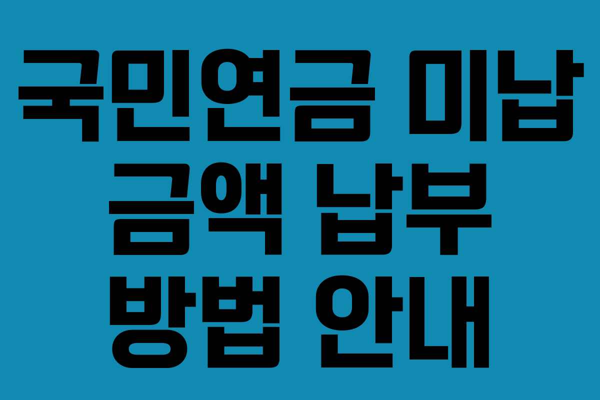 국민연금 미납 금액 납부 방법 안내