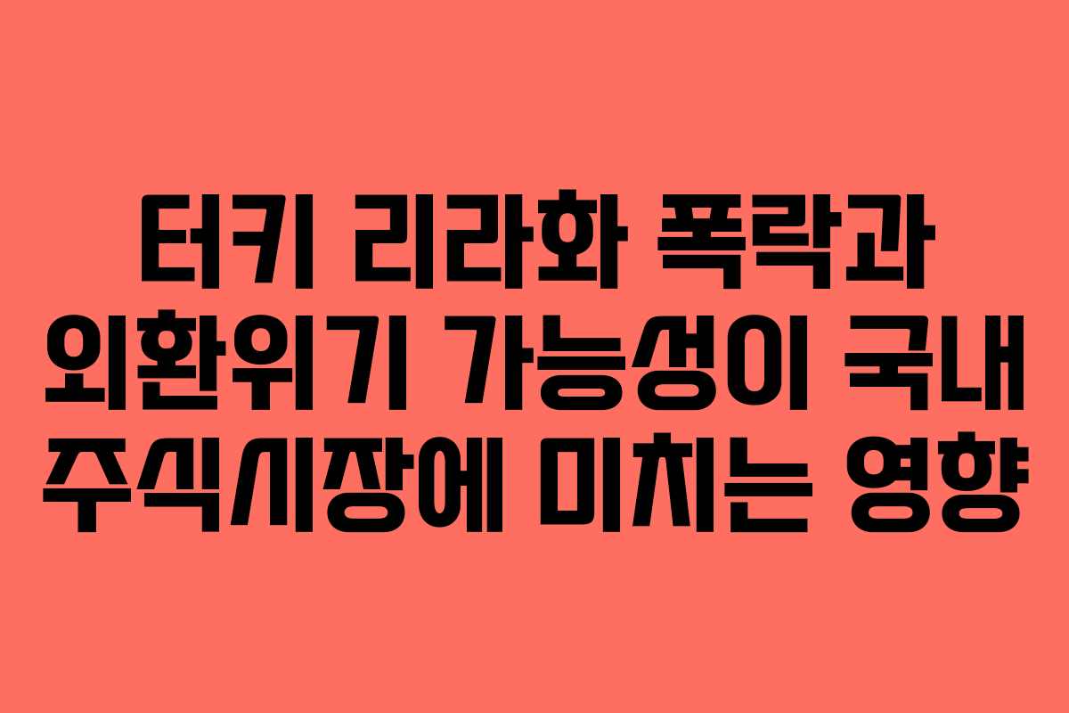 터키 리라화 폭락과 외환위기 가능성이 국내 주식시장에 미치는 영향
