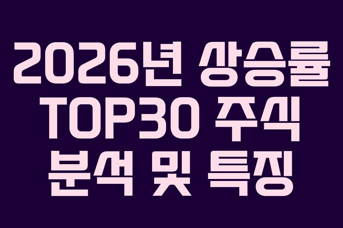 2026년 상승률 TOP30 주식 분석 및 특징