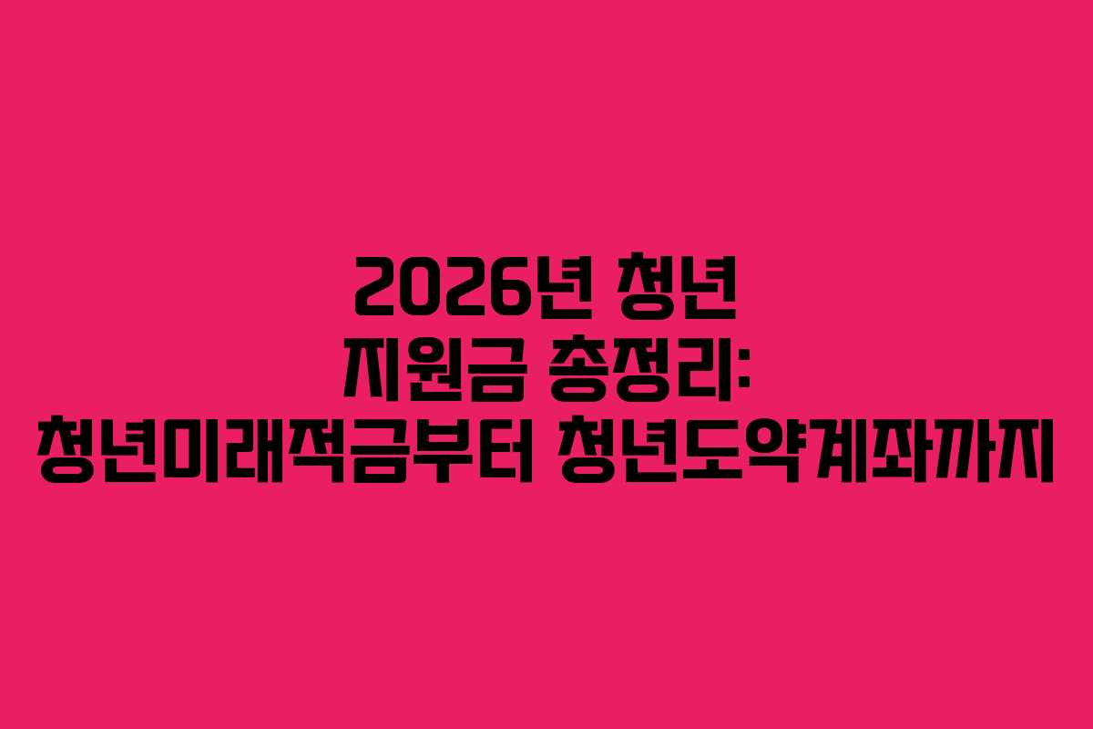2026년 청년 지원금 총정리: 청년미래적금부터 청년도약계좌까지