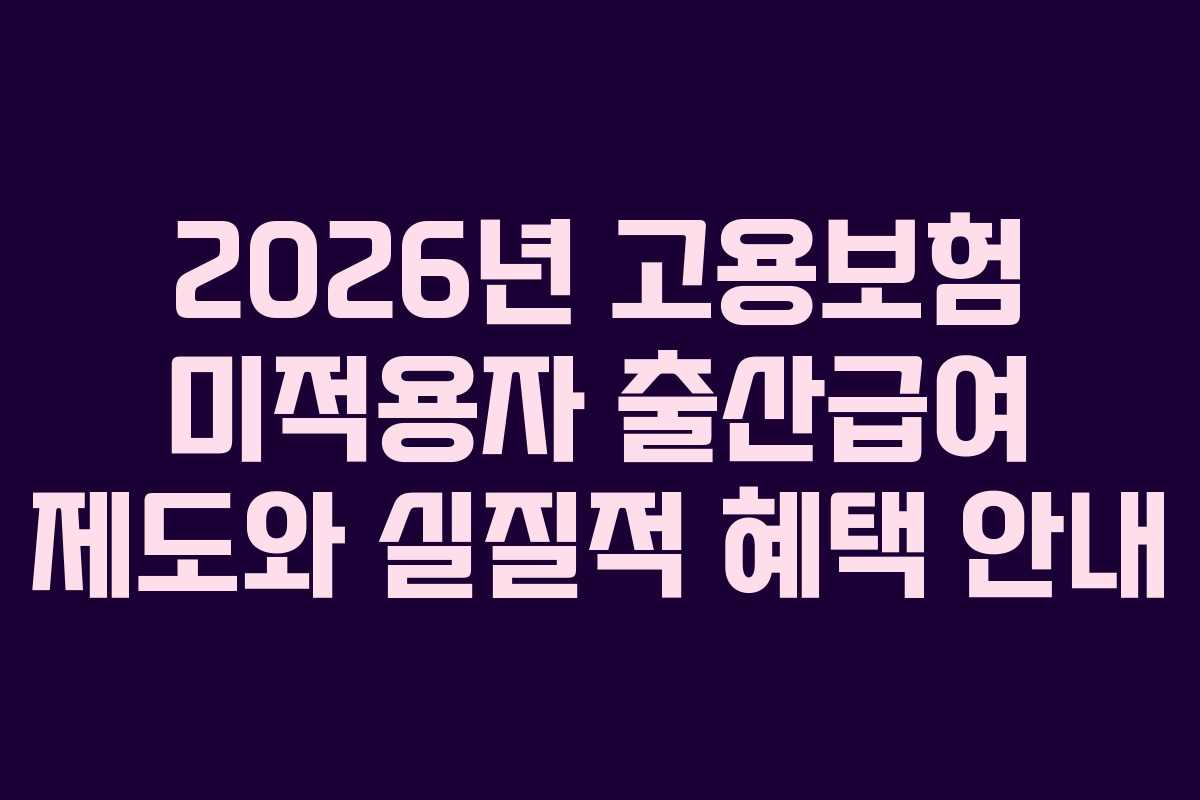 2026년 고용보험 미적용자 출산급여 제도와 실질적 혜택 안내