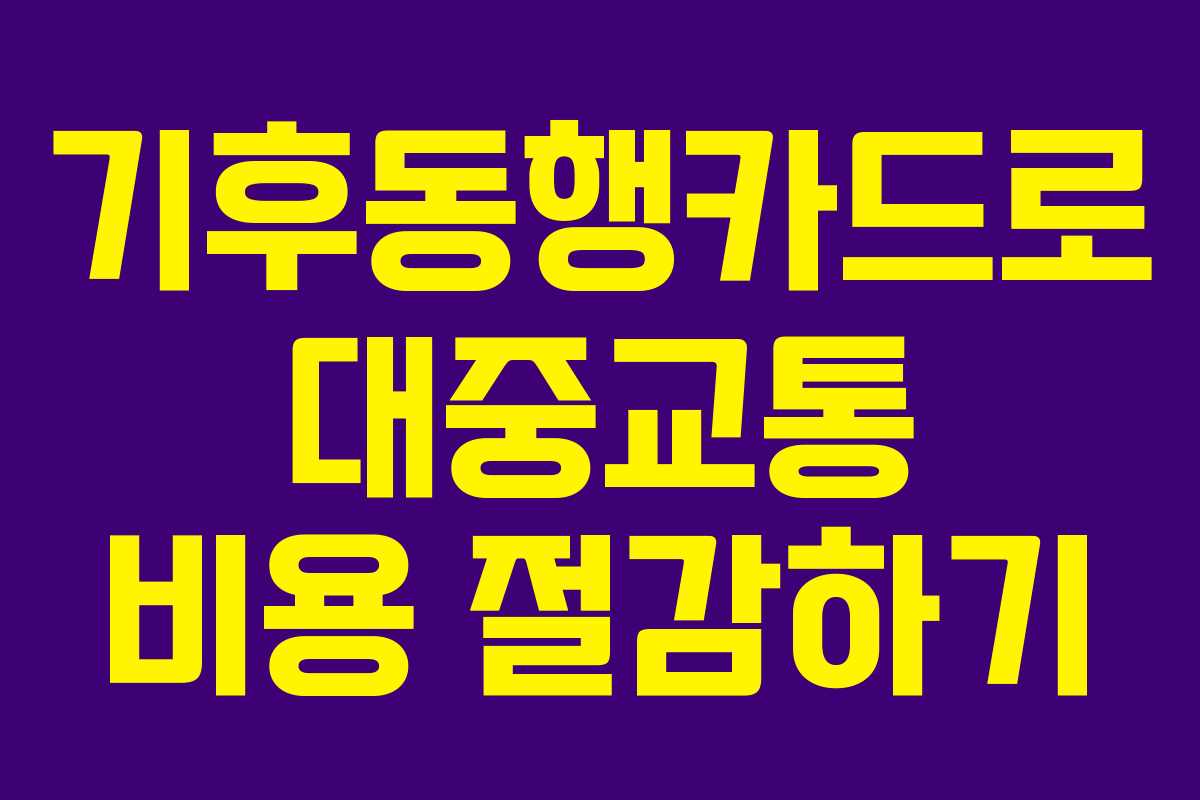 기후동행카드로 대중교통 비용 절감하기