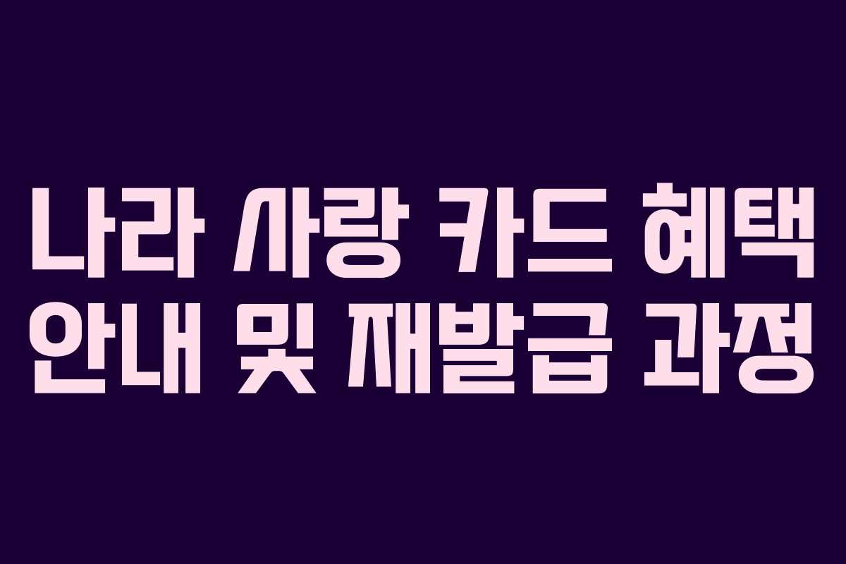 나라 사랑 카드 혜택 안내 및 재발급 과정