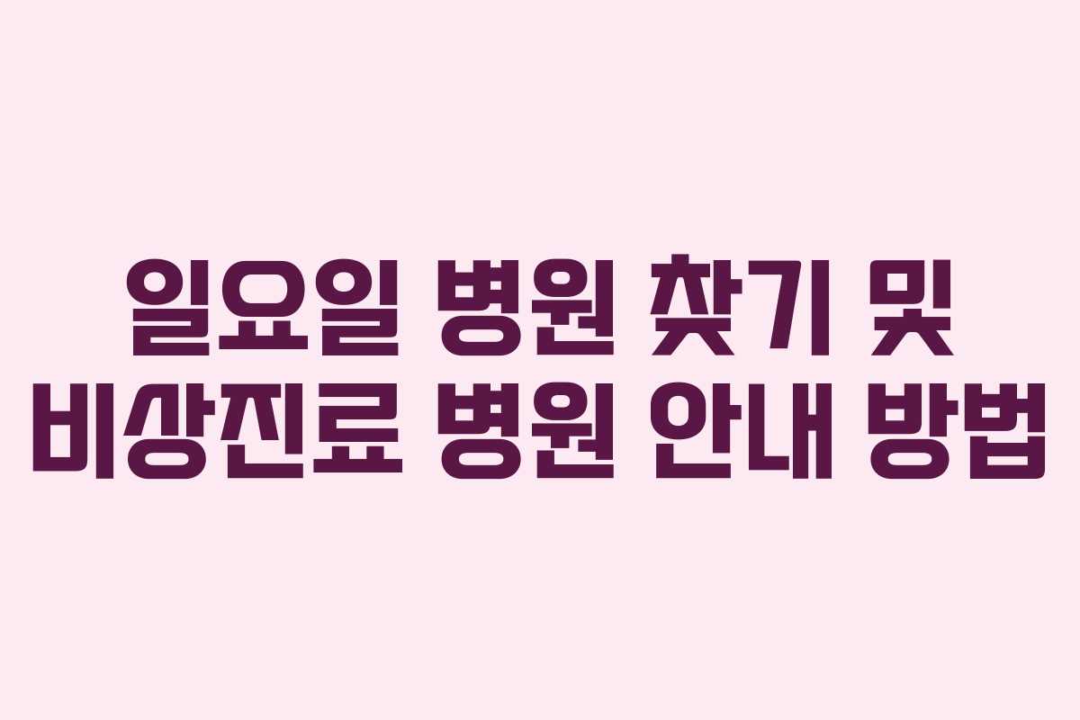 일요일 병원 찾기 및 비상진료 병원 안내 방법