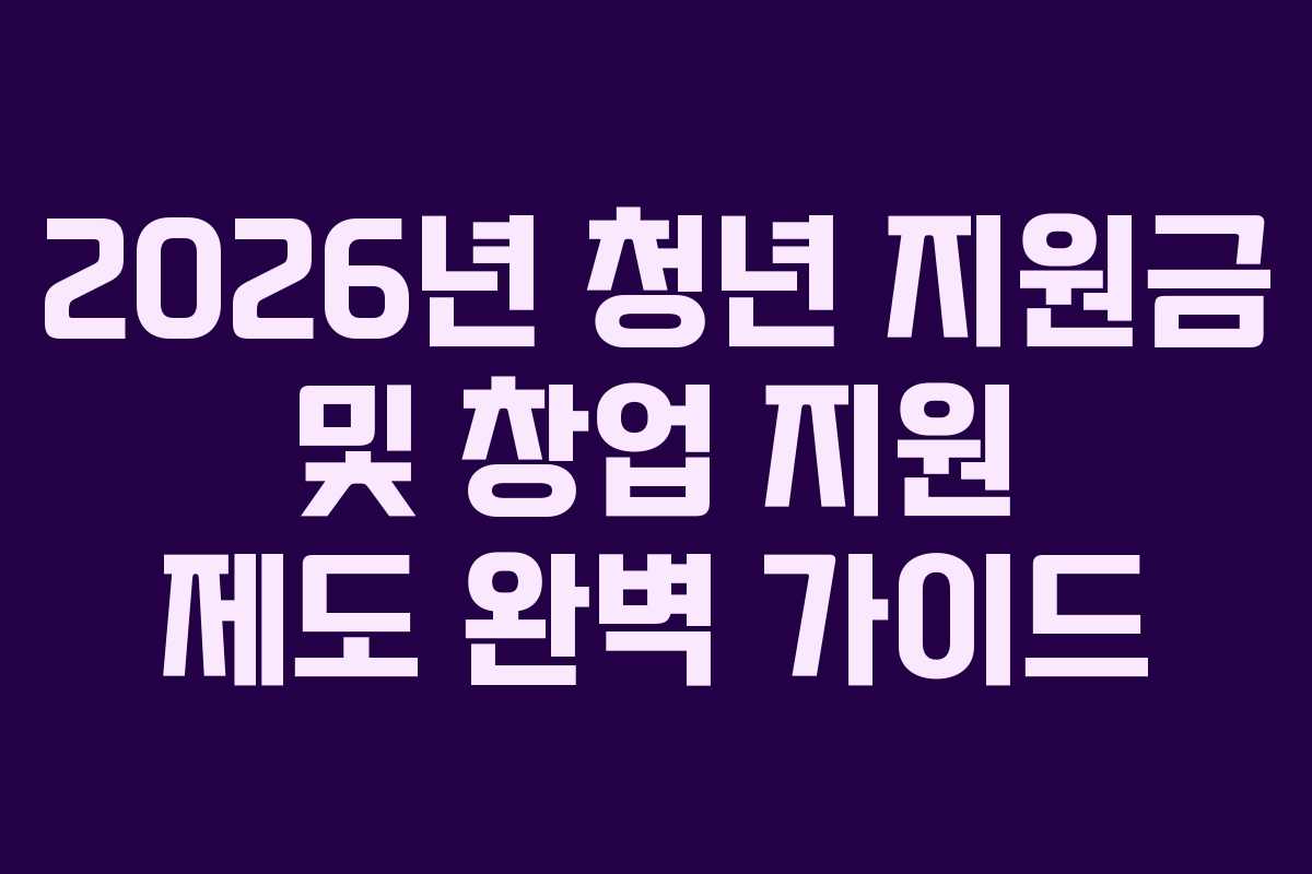 2026년 청년 지원금 및 창업 지원 제도 완벽 가이드