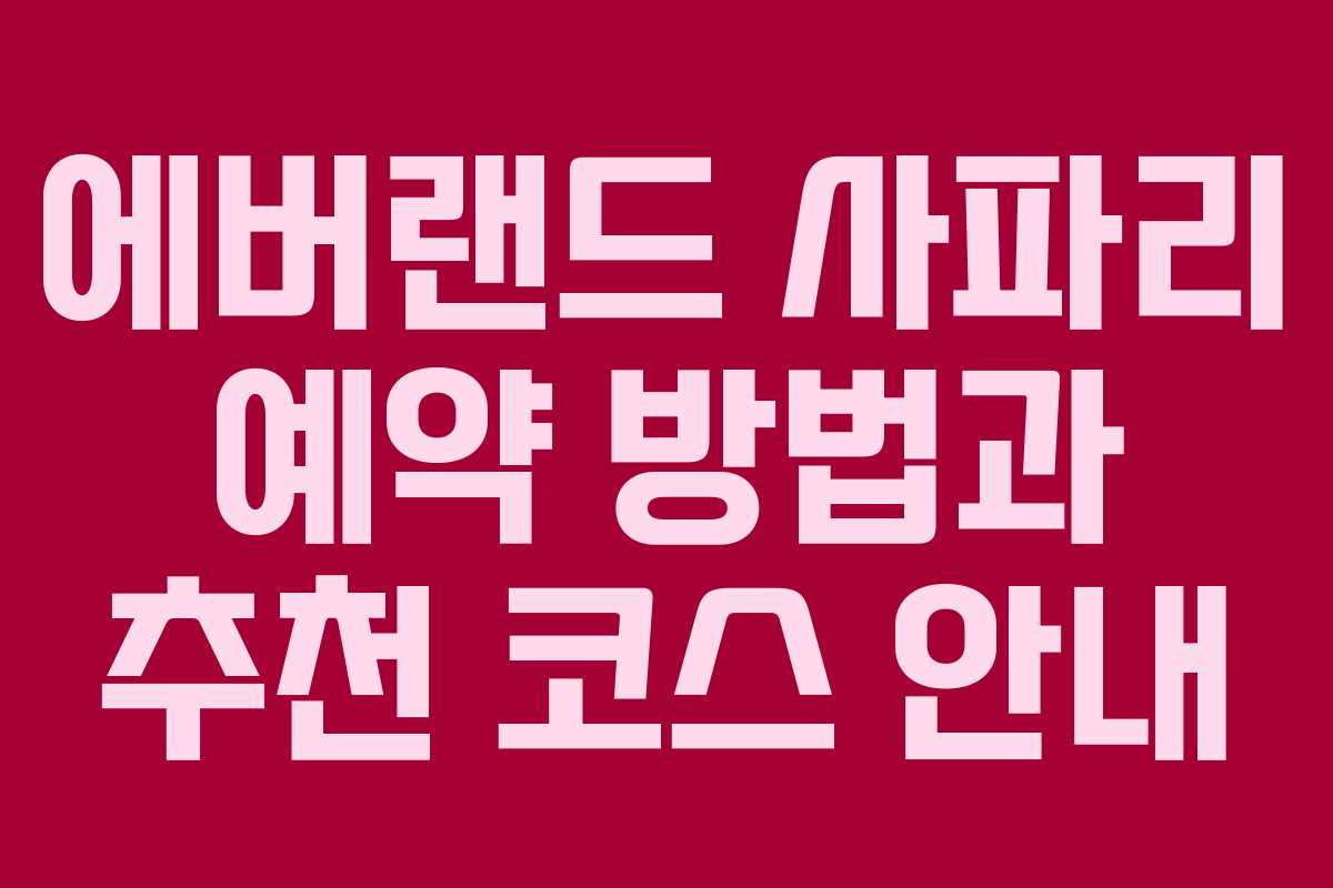 에버랜드 사파리 예약 방법과 추천 코스 안내
