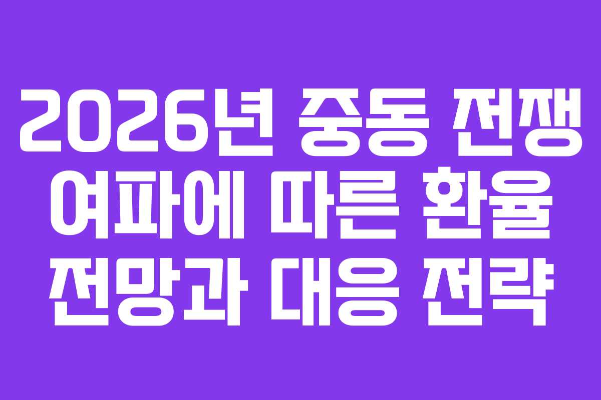 2026년 중동 전쟁 여파에 따른 환율 전망과 대응 전략