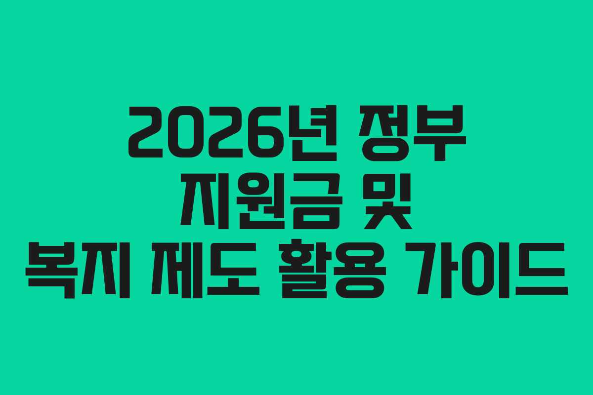 2026년 정부 지원금 및 복지 제도 활용 가이드