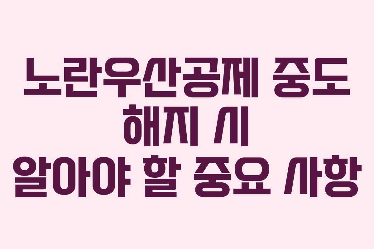 노란우산공제 중도 해지 시 알아야 할 중요 사항