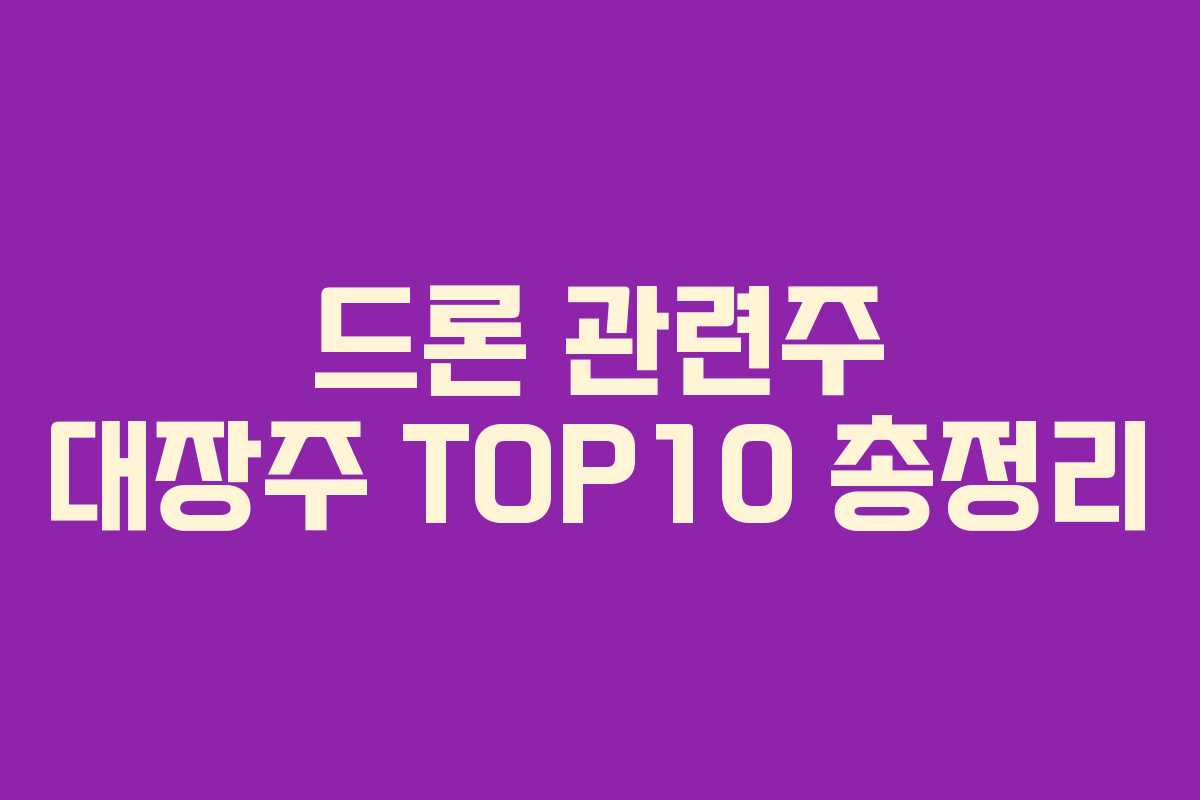 드론 관련주 대장주 TOP10 총정리
