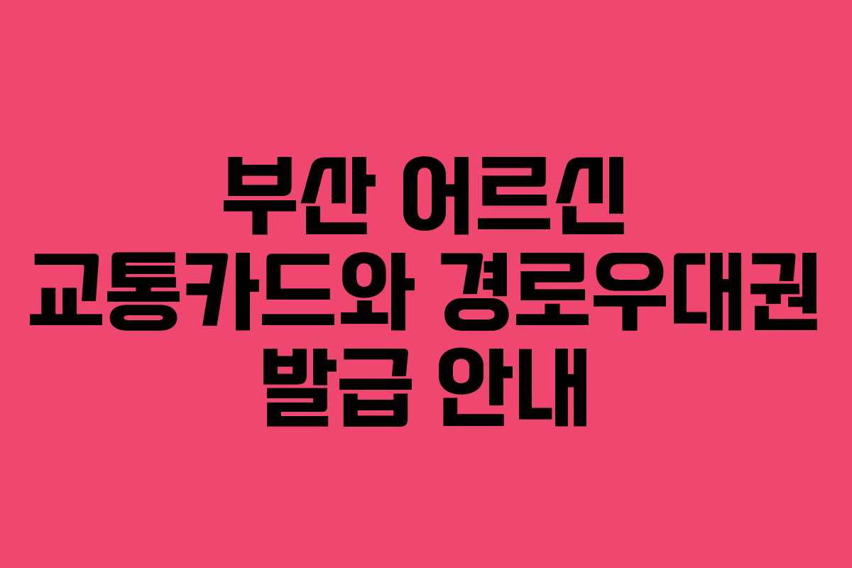부산 어르신 교통카드와 경로우대권 발급 안내
