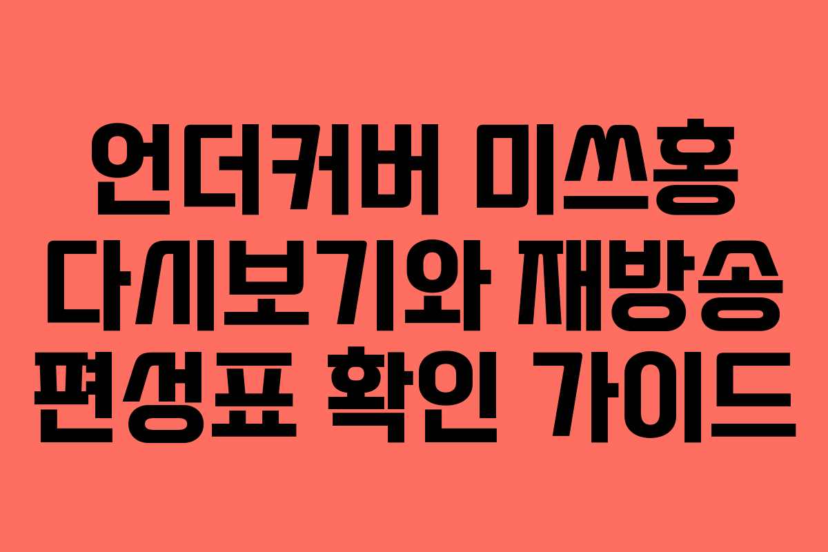 언더커버 미쓰홍 다시보기와 재방송 편성표 확인 가이드