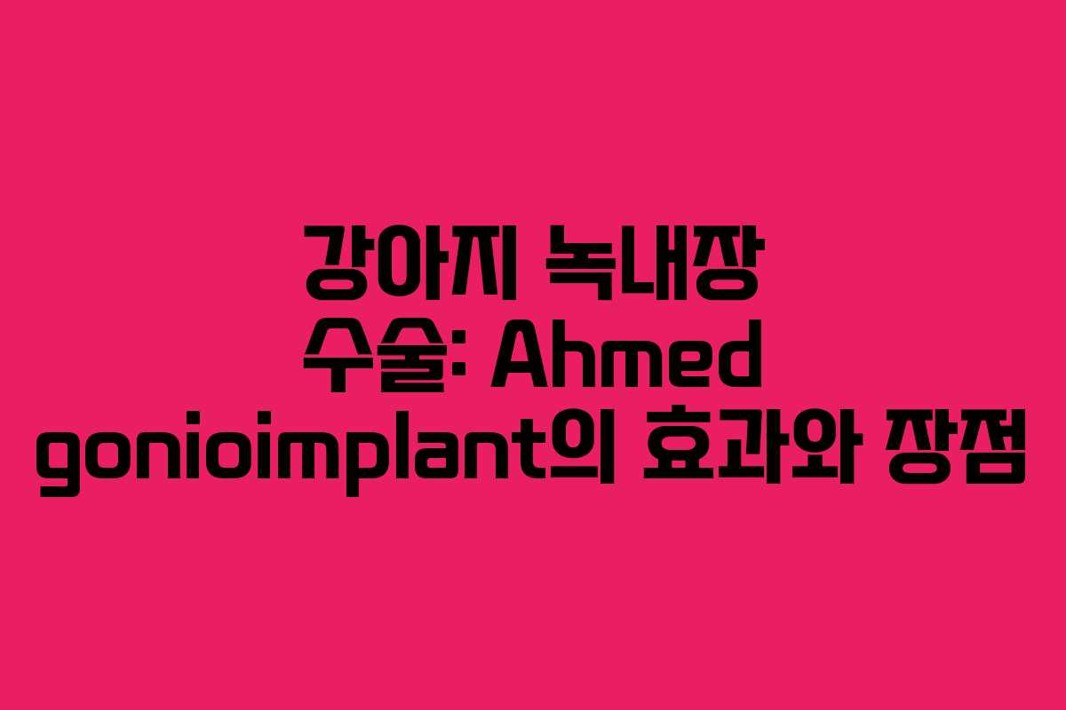 강아지 녹내장 수술: Ahmed gonioimplant의 효과와 장점