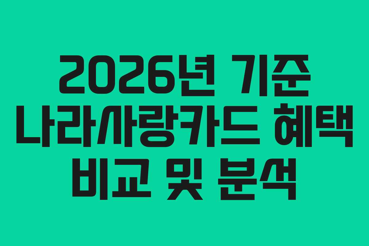2026년 기준 나라사랑카드 혜택 비교 및 분석