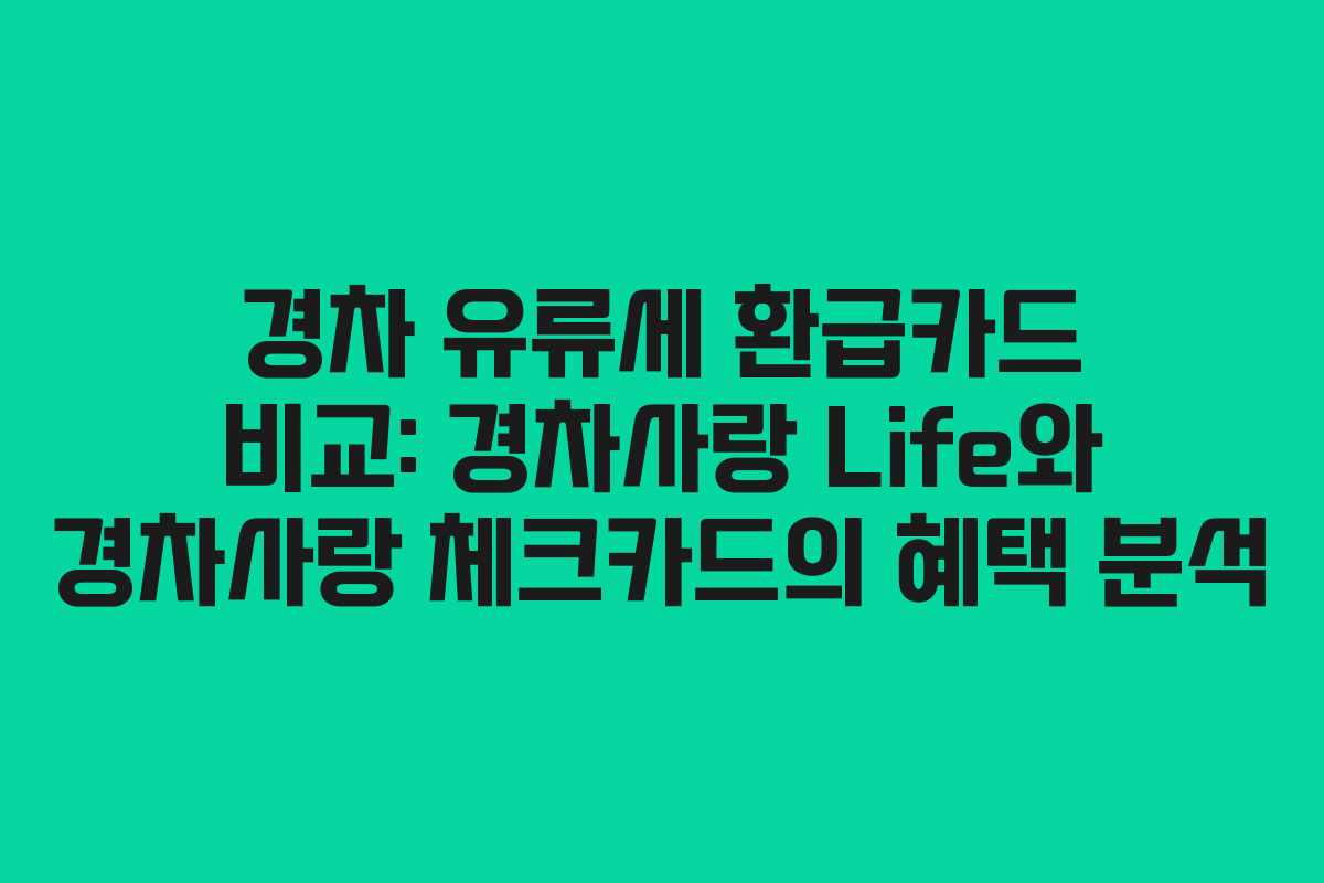경차 유류세 환급카드 비교: 경차사랑 Life와 경차사랑 체크카드의 혜택 분석