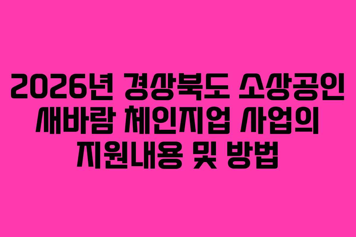 2026년 경상북도 소상공인 새바람 체인지업 사업의 지원내용 및 방법