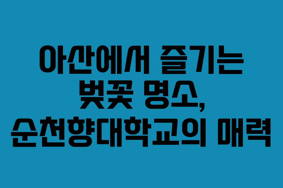 아산에서 즐기는 벚꽃 명소, 순천향대학교의 매력