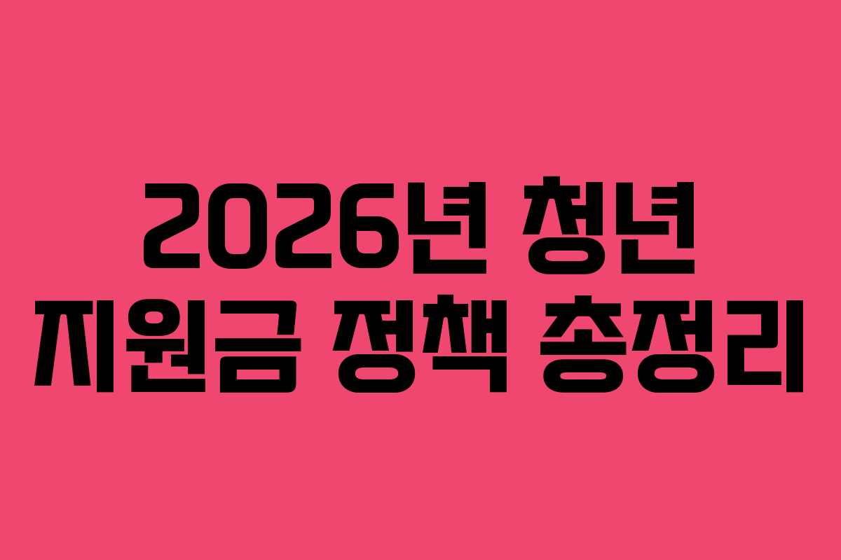 2026년 청년 지원금 정책 총정리