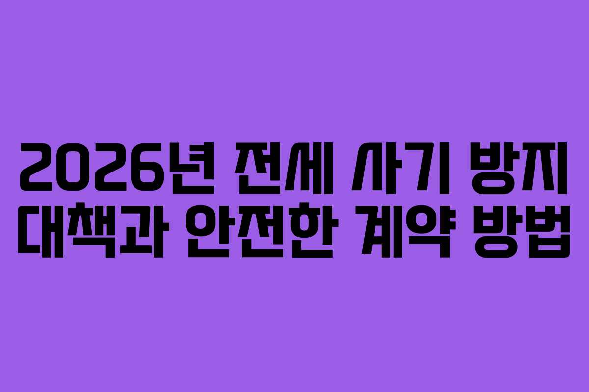 2026년 전세 사기 방지 대책과 안전한 계약 방법