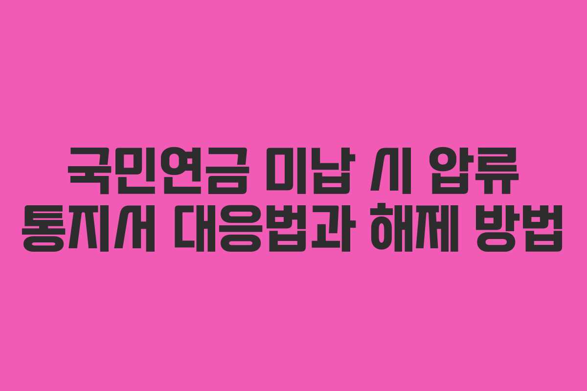 국민연금 미납 시 압류 통지서 대응법과 해제 방법