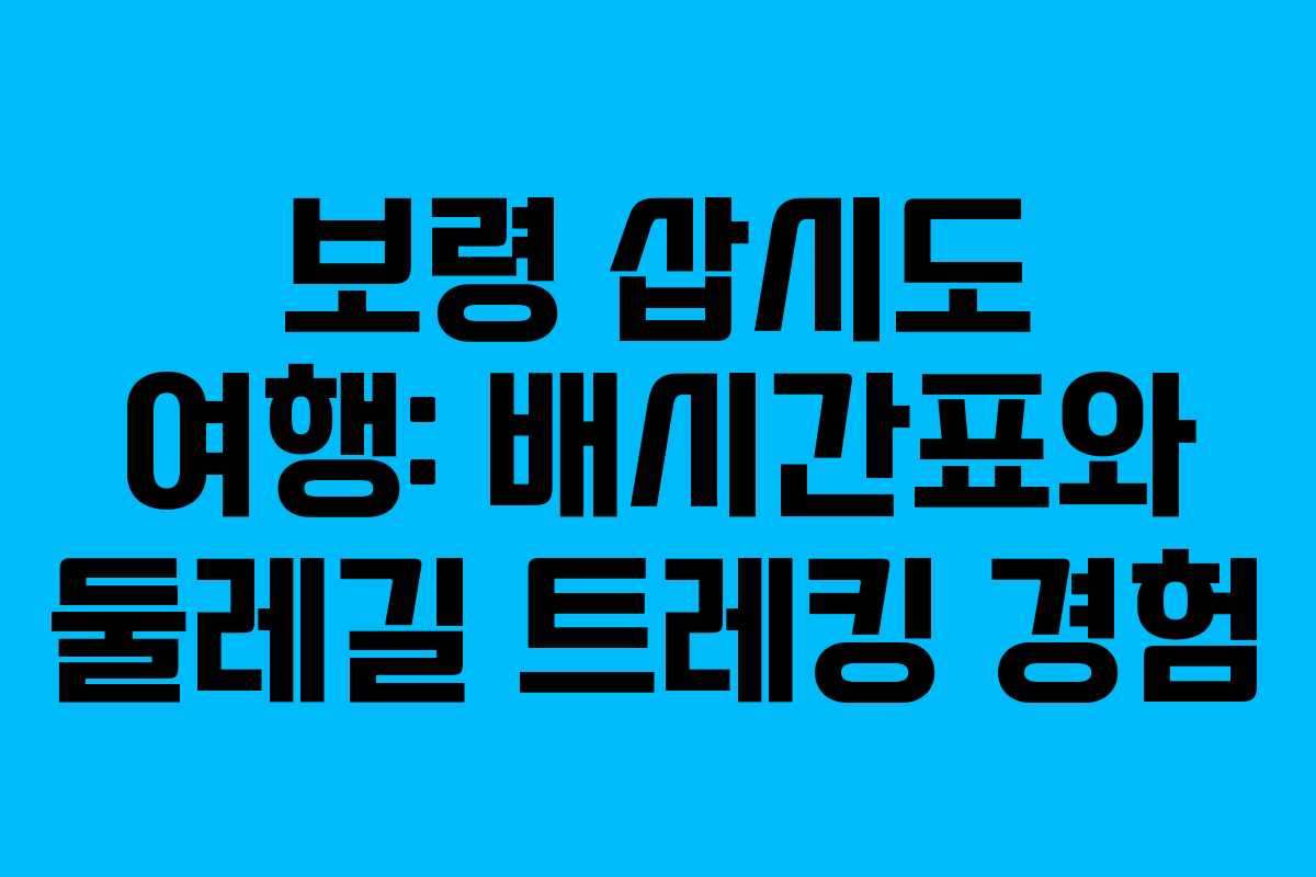 보령 삽시도 여행: 배시간표와 둘레길 트레킹 경험