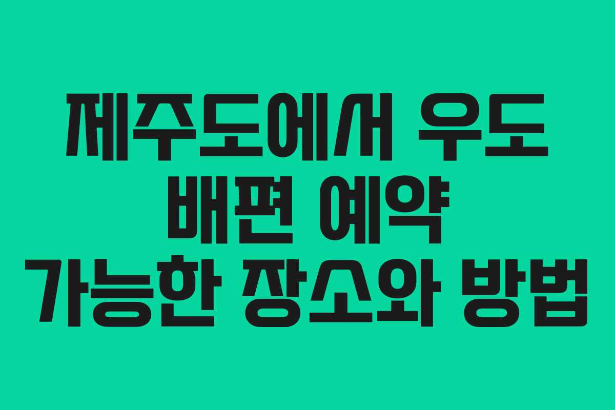 제주도에서 우도 배편 예약 가능한 장소와 방법