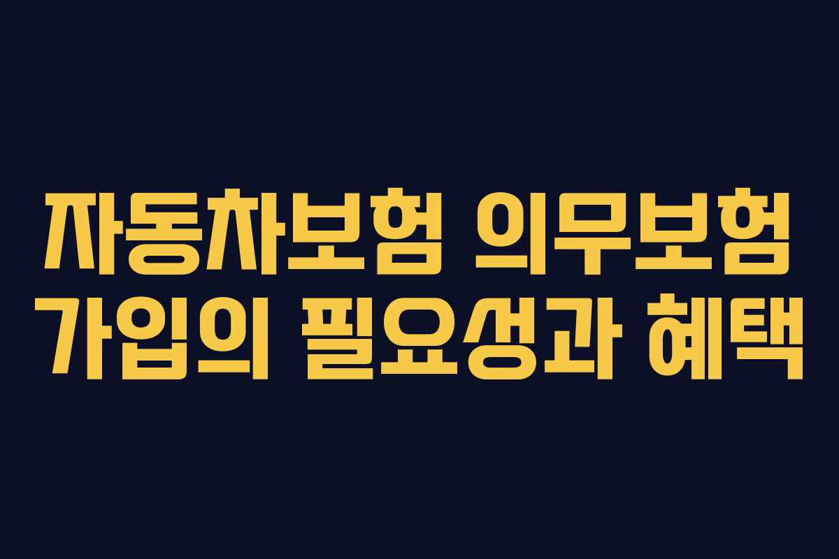 자동차보험 의무보험 가입의 필요성과 혜택