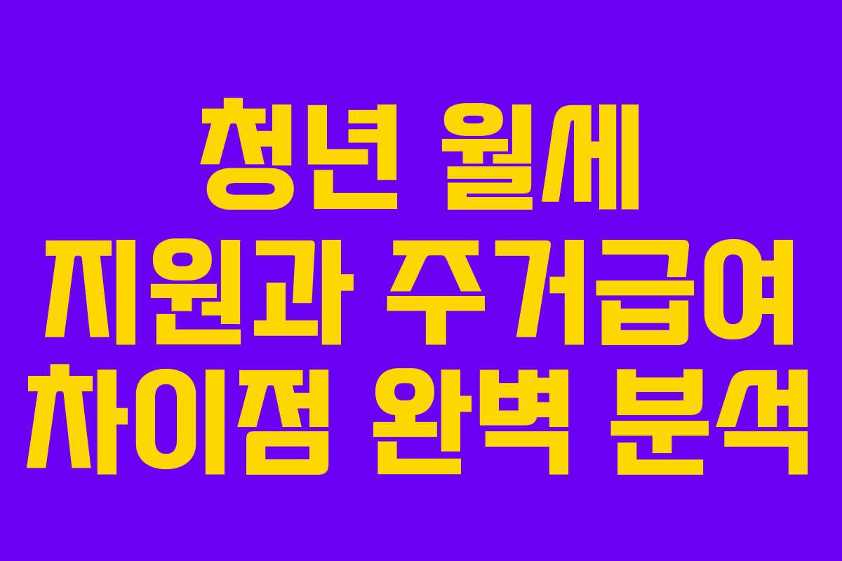 청년 월세 지원과 주거급여 차이점 완벽 분석
