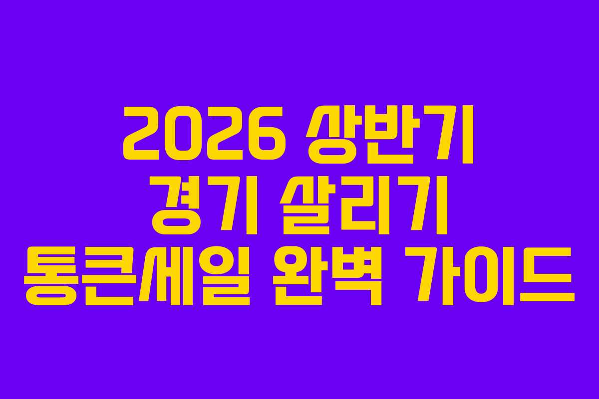 2026 상반기 경기 살리기 통큰세일 완벽 가이드