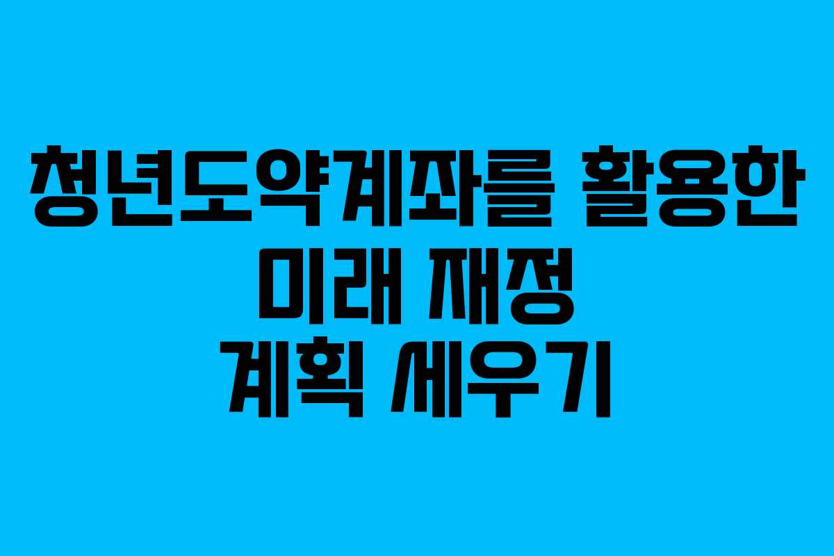 청년도약계좌를 활용한 미래 재정 계획 세우기