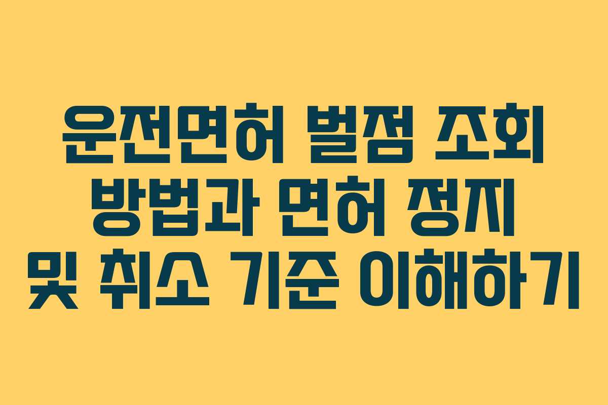 운전면허 벌점 조회 방법과 면허 정지 및 취소 기준 이해하기