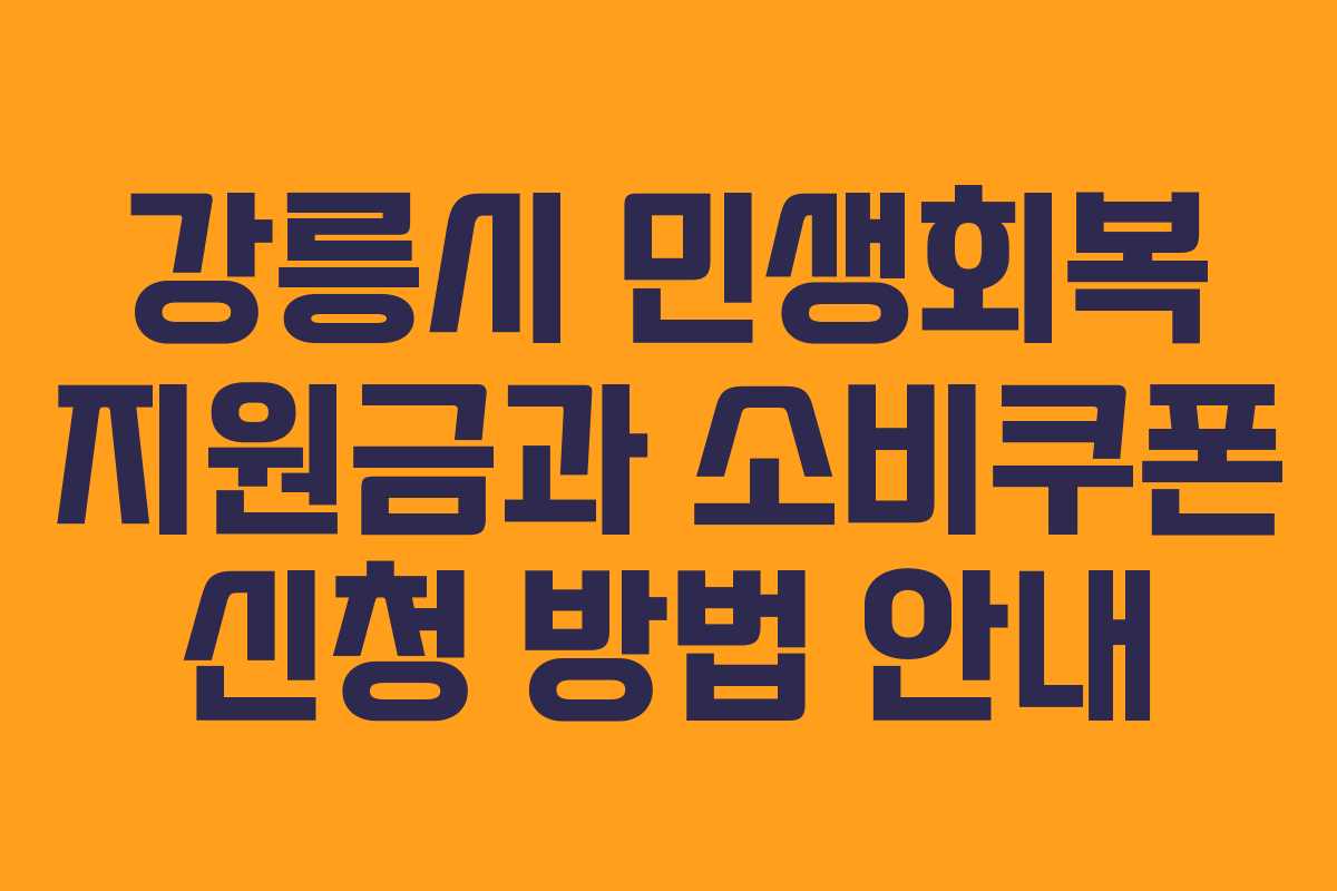 강릉시 민생회복 지원금과 소비쿠폰 신청 방법 안내