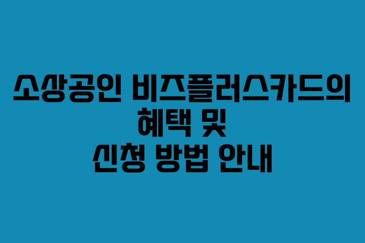 소상공인 비즈플러스카드의 혜택 및 신청 방법 안내