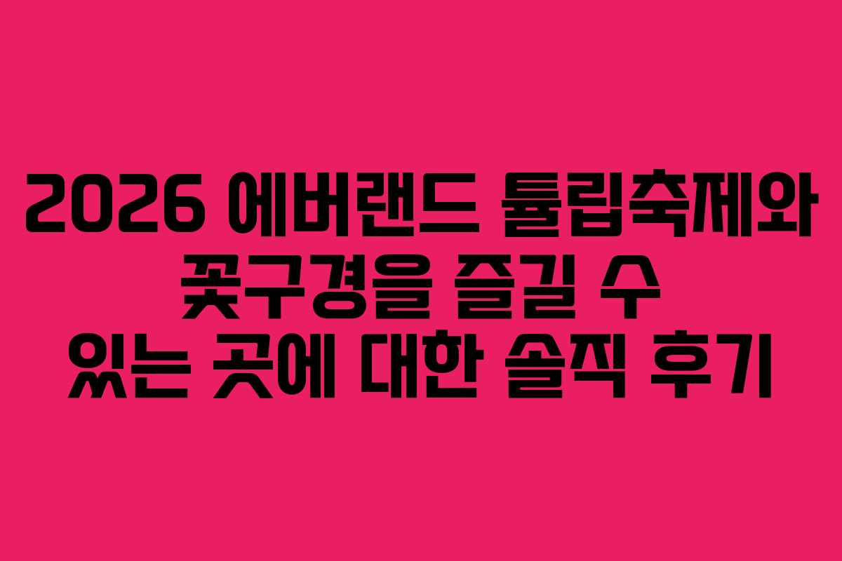 2026 에버랜드 튤립축제와 꽃구경을 즐길 수 있는 곳에 대한 솔직 후기