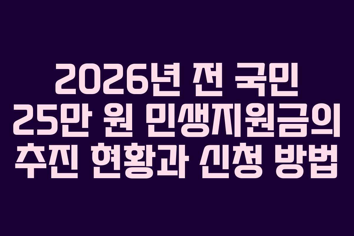 2026년 전 국민 25만 원 민생지원금의 추진 현황과 신청 방법