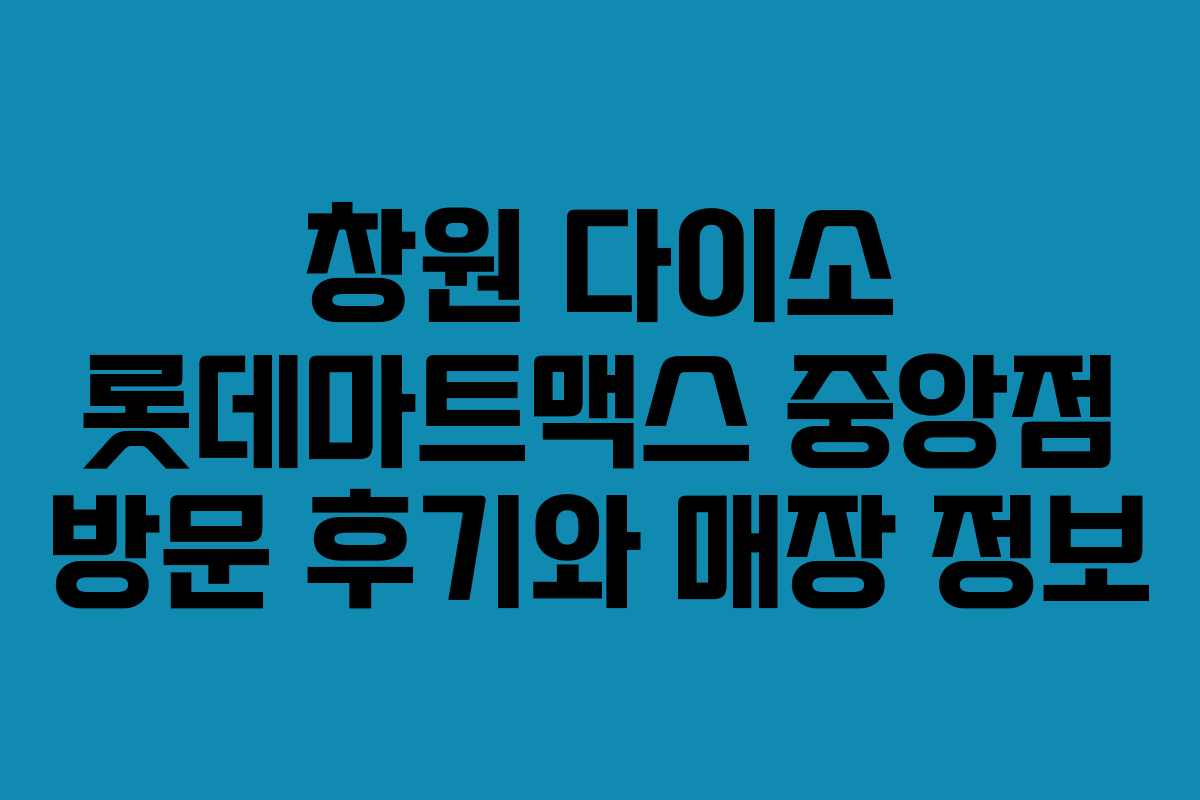 창원 다이소 롯데마트맥스 중앙점 방문 후기와 매장 정보