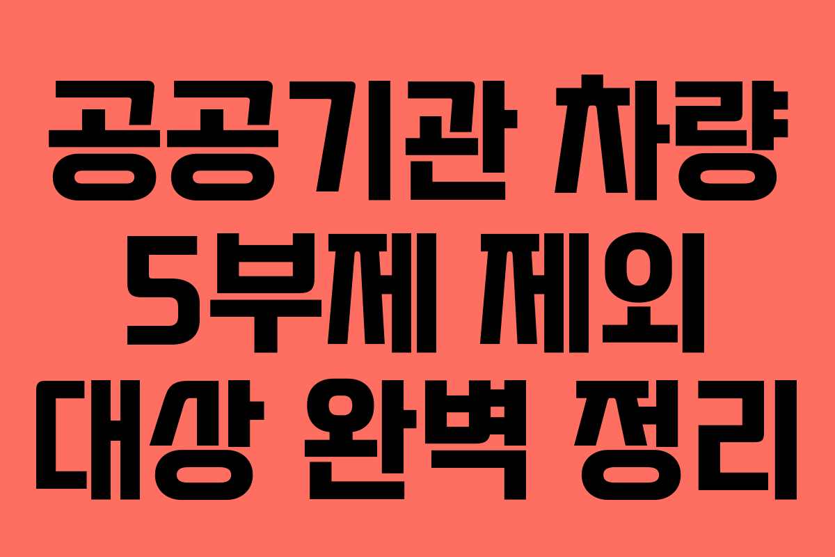 공공기관 차량 5부제 제외 대상 완벽 정리