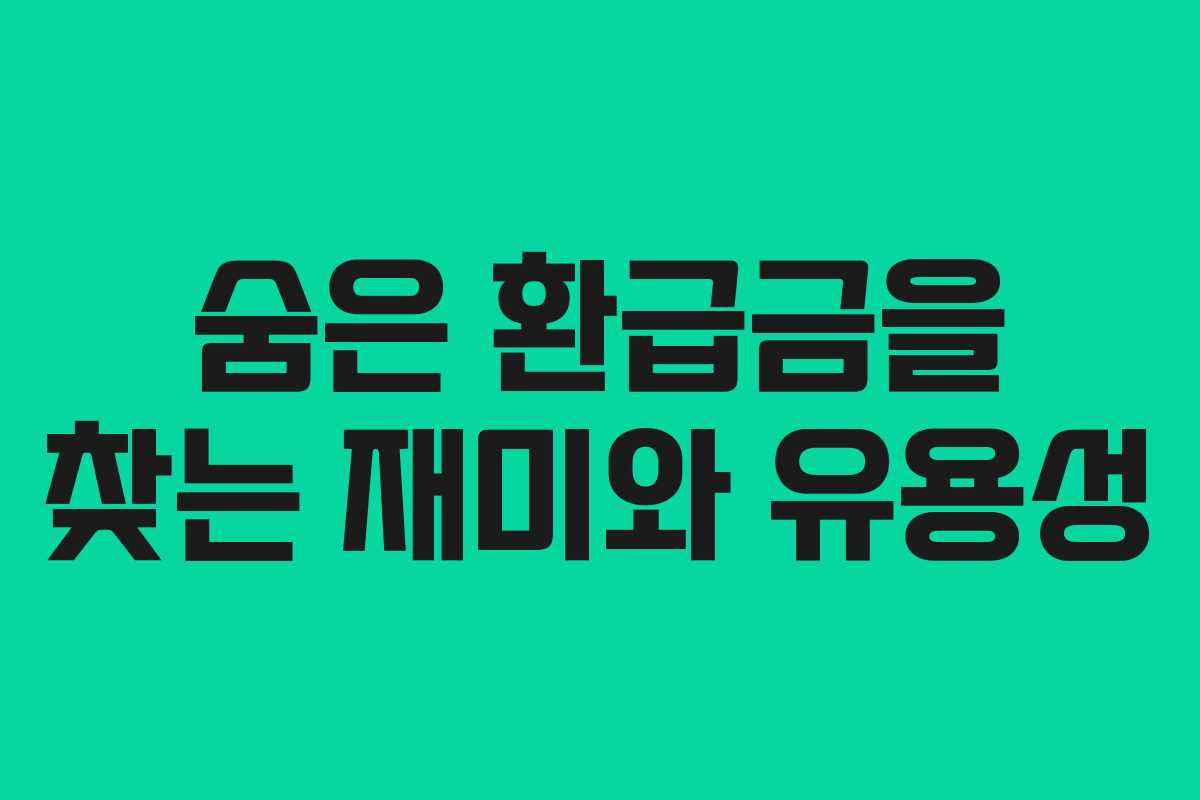 숨은 환급금을 찾는 재미와 유용성