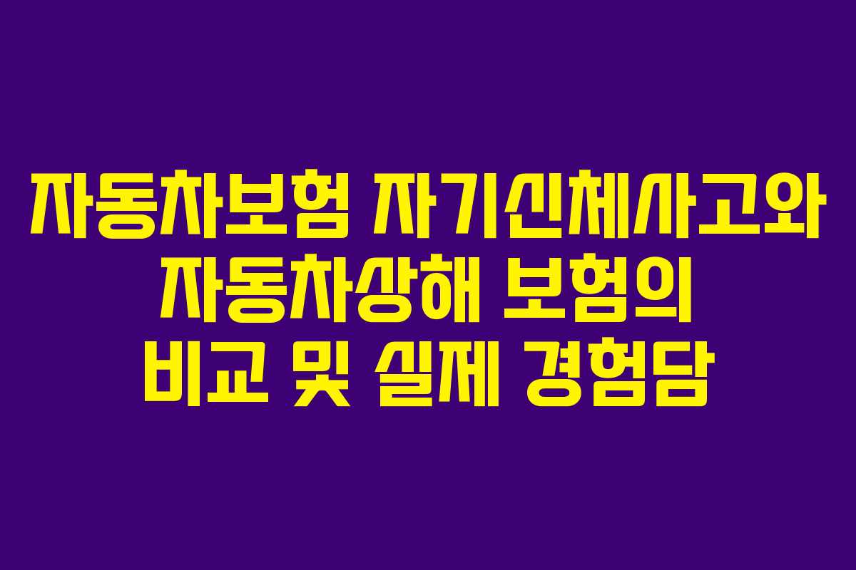 자동차보험 자기신체사고와 자동차상해 보험의 비교 및 실제 경험담