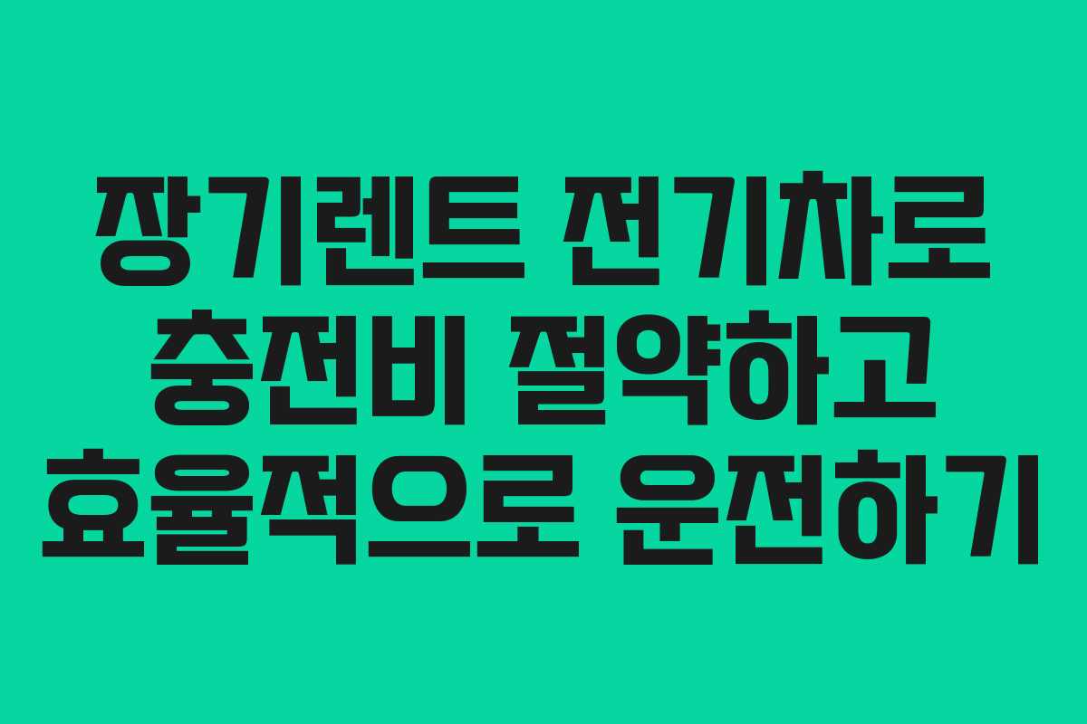 장기렌트 전기차로 충전비 절약하고 효율적으로 운전하기