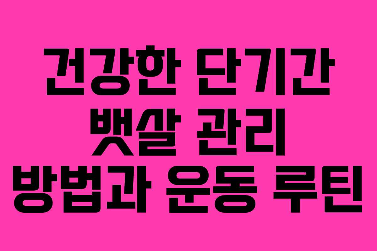 건강한 단기간 뱃살 관리 방법과 운동 루틴