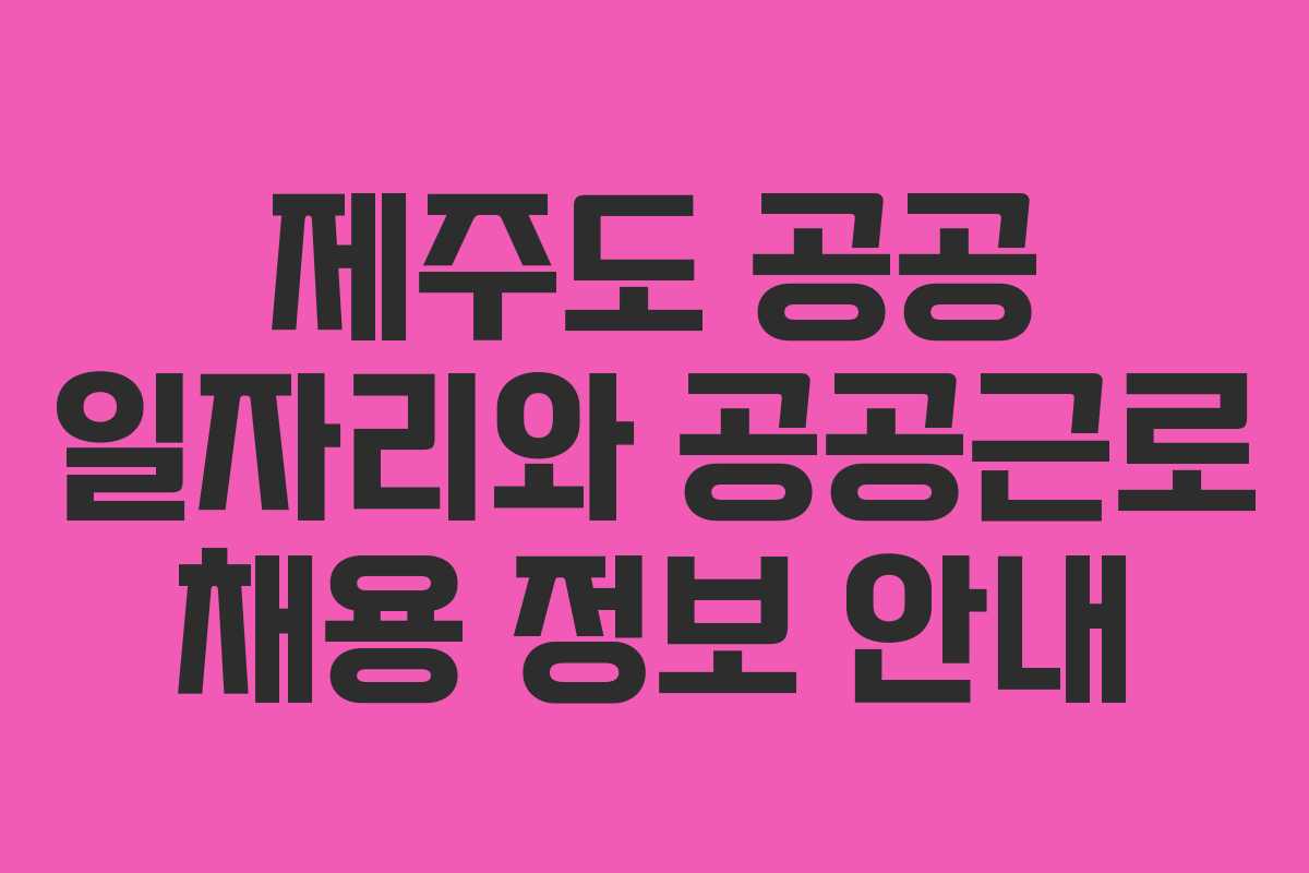 제주도 공공 일자리와 공공근로 채용 정보 안내