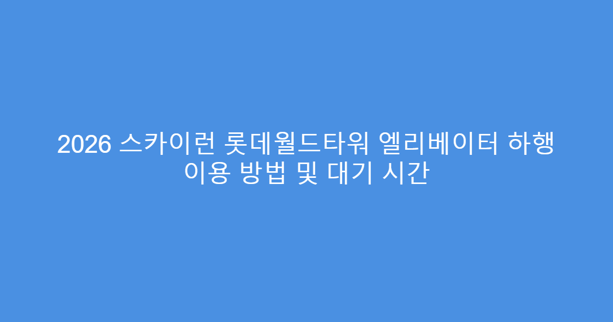 2026 스카이런 롯데월드타워 엘리베이터 하행 이용 방법 및 대기 시간