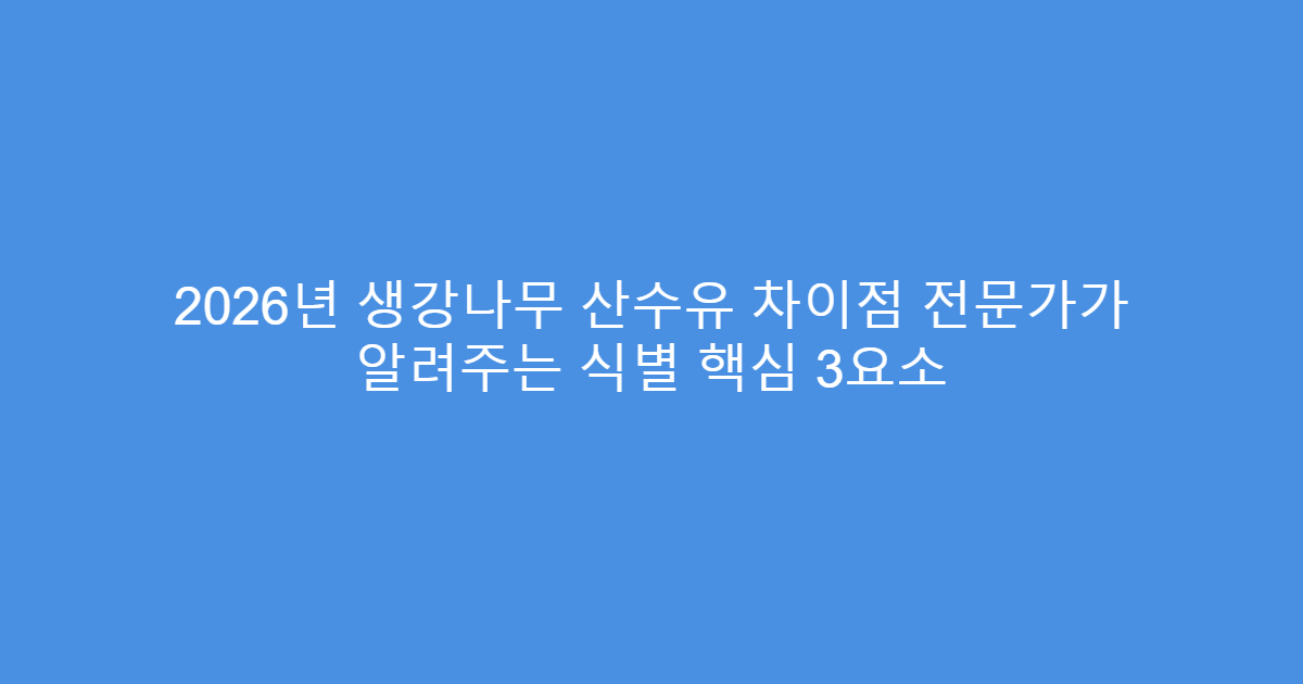 2026년 생강나무 산수유 차이점 전문가가 알려주는 식별 핵심 3요소