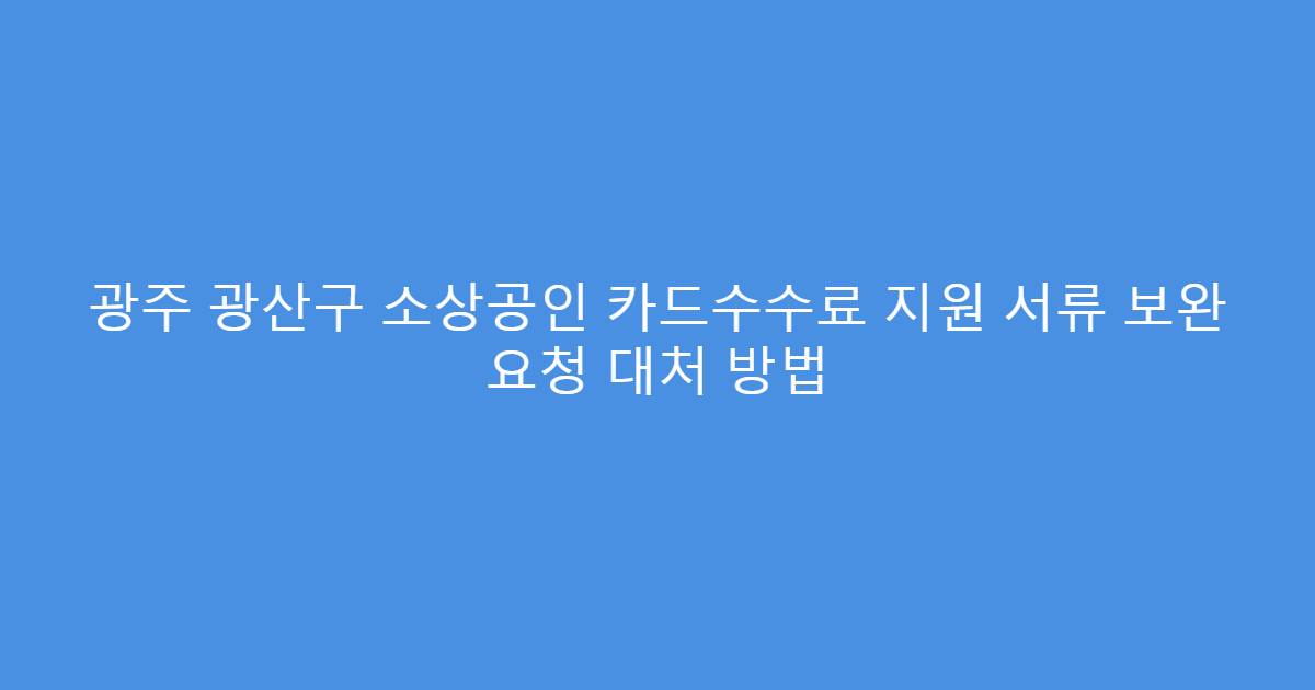 광주 광산구 소상공인 카드수수료 지원 서류 보완 요청 대처 방법